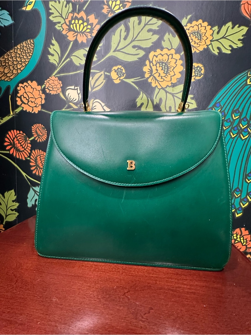 Vintage Bally Emerald Green Leather Top Handle Crossbody Bag | Italy - Picture 4 of 11